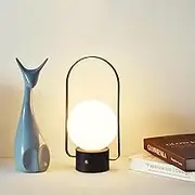 Shenzhi Tech Portable LED Table Lamp, USB Rechargeable Desk Lamp, Touch Controlled Dimmable Indoor Night Light for Home Decor Bedside Room (Black)