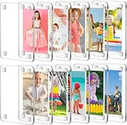 saerryor 12 Pack Acrylic Fridge Magnetic Frame, 2.36 x 3.54 Inch, Double Sided Refrigerator Magnet Picture Frame for Instax Mini Refrigerator Display