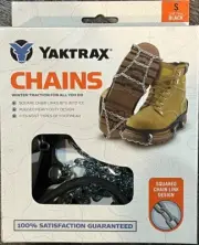 NEW Yaktrax Snow & Ice Traction Chains Pair Black Size S Men 5-6 Women 5-7