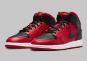 Brand New Air Jordan 1 Mid GS Reverse Bred Gym Red White Black 554725-660 7Y