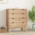 Drawer Cabinet OTTA Solid Pine Wood 4-Drawer Storage Unit Scandinavian Style