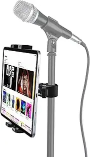 woleyi Tablet Mic Stand Holder, Microphone Music Stands Phone & Tablet Mount with Ultra Stable C-Clamp for iPad Pro 9.7, 11, 12.9 / Air/Mini, Galaxy Tabs, iPhone, More 4-13" Smartphones and Tablets