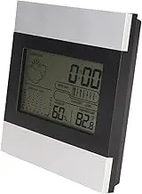Generic Digital Wall Clock, Digital Weather Clock Temperature and Humidity Display Aluminum Shell Digital Alarm Clock Digital Clock Wall Desk Clock Stylish for Desktop Use and Wall Hanging