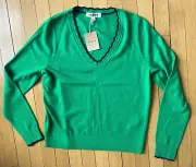 NWT Boden Women’s 100% Merino Scallop V-Neck Jumper Rich Emerald Green- Size M