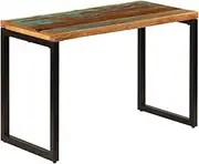 Reclaimed Wood Dining Table for Kitchen, Room - Solid Wood and Steel Dinner Table, Farmhouse Extendable Table, 115 x 55 x 76 cm