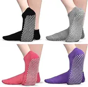 [Tphon] Non Slip Socks for Yoga Pilates Barre, Grippers Sticky Anti Skid Socks for Women, 4/6/8 Pairs