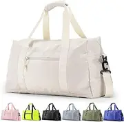 Travel Duffle Bag,Sport Gym Bag for Men And Women with Wet Pocket,Weekender Bag Carry On Tote Bags for Airplane, WHITE, M, Casual