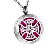 Celtic Triquerta Cross Design Aromatherapy Essential Oil Diffuser Necklace - 30mm Silver - Free Chain - Mothers Day Gift Idea