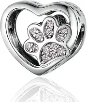 [MallDou Jewelry] Cute Pet Dog Bulldog Charm Pink Enamel Dangle Charms for Pandora Charms Bracelet Necklace