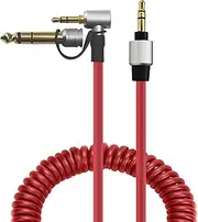Replacement 3.5mm to 3.5mm & 6.5mm Audio Cable Auxiliary Headphones Extension Cord Compatible with Solo Pro Detox Headphones, Red (4-6.5FT)