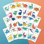 Party Dinosaurs 36 Temporary Fake Tattoo Set, 18 Individually Wrapped Sheets | Kids Girls & Boys Birthday Party Favor Gift Reward, Non-Toxic Safe Removable
