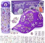 Girls Gifts 5 6 7 8 Year Old for Stickers Baseball Cap and Bottle Crafts: Girls Toys Age 5-6-7-8-9 Birthday Gift Crafts Kits for Kids Toys for 4-6-8-10 Years Old Girls Make Own Unicorn Stickers Baseball Cap and Bottle Crafts