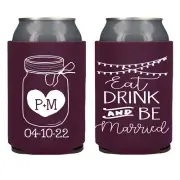Wedding Koozies Wedding Favors Anniversary Party Can Coolers Eat Drink and Be Ma