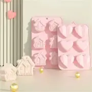 6-Cavity Heart/House Silicone Mold Cake Baking Mold for Making Fondant Chocolate