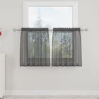 Dack Grey Sheer Tiers Curtains Set Semi Light Filtering Rod Pocket Short