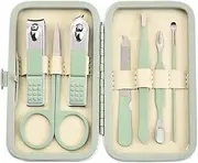 Matcha Green 7 Piece Manicure Nail Tools Set Cross Nail Scissors 7 Piece Nail Clippers Complete Set,7PCS