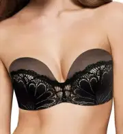 Wonderbra Women's Refined Glamour Ultimate Strapless Bra Size 32B Black WB031U