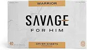 Savage for Him Laundry Dryer Sheets - No Plastic Jug, Compact & Travel-Friendly, Warrior Scent - 40 Sheets