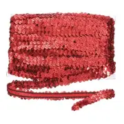 20 Yard x 0.8 Inch Elastic Sequins Trim Flat Sequin Strip Paillette Red