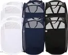 6 Pcs Handy Laundry Collapsible Mesh Foldable Hampe (Black/White/Blue),Popup Lau