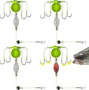 Carp Fishing | 4X Spring Bait Cage Fishing Hooks - Sports & Outdoor Recreation Accessories, Bait Holder for Freshwater and Seawater