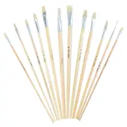 12x Flat Painting Brushes in Pack Suitable Watercolour or Acrylic