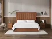 My Style Buttoned Headboard & Standard Base - King / Gingerbread / Gas Lift Base