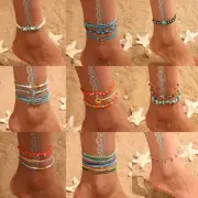 Multilayer Beads Anklets Colorful Stone Anklet Shell Chain Women Foot Bracelets