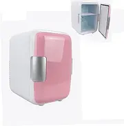 Mini Fridge 4L Portable Freezer AC/DC Powered Thermoelectric System Cooler and Warmer Low Noise Personal Fridge for Car Skin Care Cosmetics Food Bedroom Office Dorm (Color : Pink)