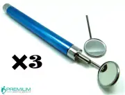 3× Dental Light Mirror Blue Handle w/ Removable Mirrors #5 Article new