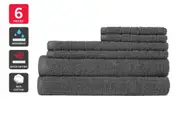 Sheraton 6 Piece 100% Cotton Textured Towel Set - Charcoal