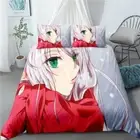 Red Clothed Anime Girl 3D Print Duvet Quilt Doona Covers Pillowcase Bedding Sets