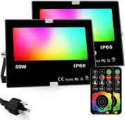 LED Flood Light Outdoor, 50W RGB Color Changing 5000 Lumens Floodlight, DIY Stro