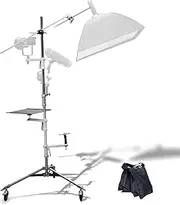 DF DIGITALFOTO Heavy Duty C Stand Mobile High Strength Alloy 221cm Adjustable Stainless Steel C-Stand Photography Studio Video yutube Live Streaming Monolight Softbox Shooting