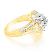10ct Yellow Gold Diamond Ring With 0.18 Carat Of Diamonds, M
