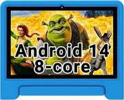 ApoloSign - K109Pro: Android 14 Kids Tablet, 10.1" HD IPS, Octa-core, 6GB RAM, 64GB ROM, Wi-Fi6, BT5, Pink with Blue Case