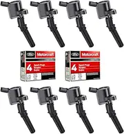 Ignition Coil DG508 & Motorcraft Spark Plug SP479 for Ford 4.6L 5.4L V8 Crown Victoria, Expedition, F-150, F-250, Mustang, Lincoln, Mercury, Explorer - DG457 DG472 DG491 F523 (Set of 8 Black)