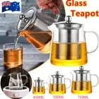 Heat Resistant Clear Glass Teapot Jug With Infuser Coffee Tea Leaf Herbal Pot AU