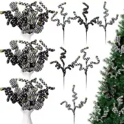 6 Pcs Christmas Tree Picks Black and White Christmas Ornaments Christmas Tree...