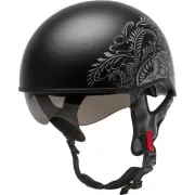 GMax HH-65 Half-Helmet Rose Naked - Matte Black/Silver - Medium H1657075