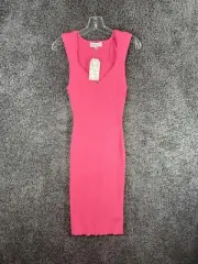 Willow & Wind Sweater Dress Women's Medium Pink Sweetheart Neck Ribbed Pullover