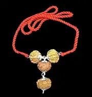 [Vishaka Arts] Rudraksha Combination for Wealth 7,9,11,13 Mukhi Nepal in Silver Pendant IGL Lab Certified Original Genuine Beads (Big)