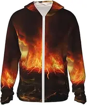 [LHBWCVN] UPF 50+ Light Jacket Full Zip Sun Protection Hoodie for Women Men Long Sleeve Volcano Sun Shirts