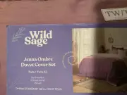 new 2-Pc Set Wild Sage™ Jenna PINK Ombré TWIN Duvet Cover & 1 Sham