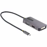StarTech.com USB C Video Adapter, USB C to HDMI DVI VGA Adapter, 4K 60Hz, Aluminum, Video Display Adapter