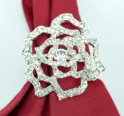 Crystal Rose Napkin Rings Set of 4 Sparkling Napkin Holders Party Table Decors