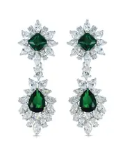 Genevive Silver CZ Dangle Earrings