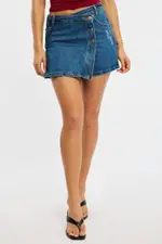 Denim Skorts Mid Rise Wrap - Size 16XL, Women's Relaxed Short