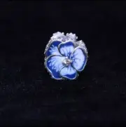 AUTHENTIC Pandora Blue Pansy Flower Charm 790777C02 NEW