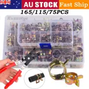 165Pcs Spring Band Type Fuel Line Vacuum Hose Steel Clamp Low Pressure Air Clips